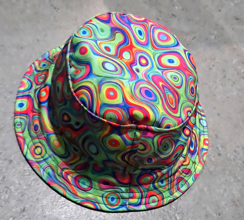 Psychedelic Bucket Hat: Vibrant Festival Rave Wear x Alligator Bites Style