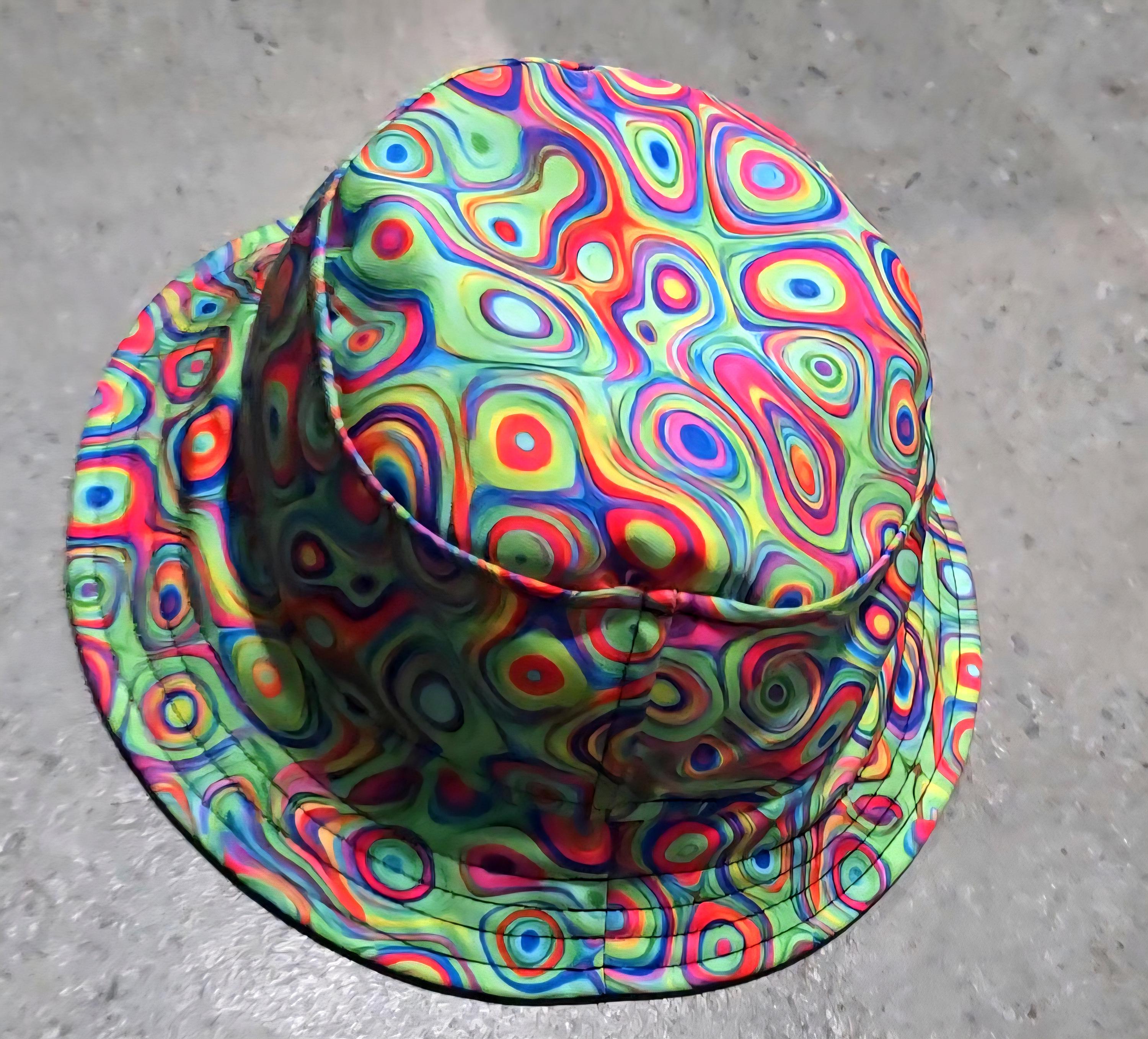 Psychedelic Bucket Hat: Vibrant Festival Rave Wear x Alligator Bites Style
