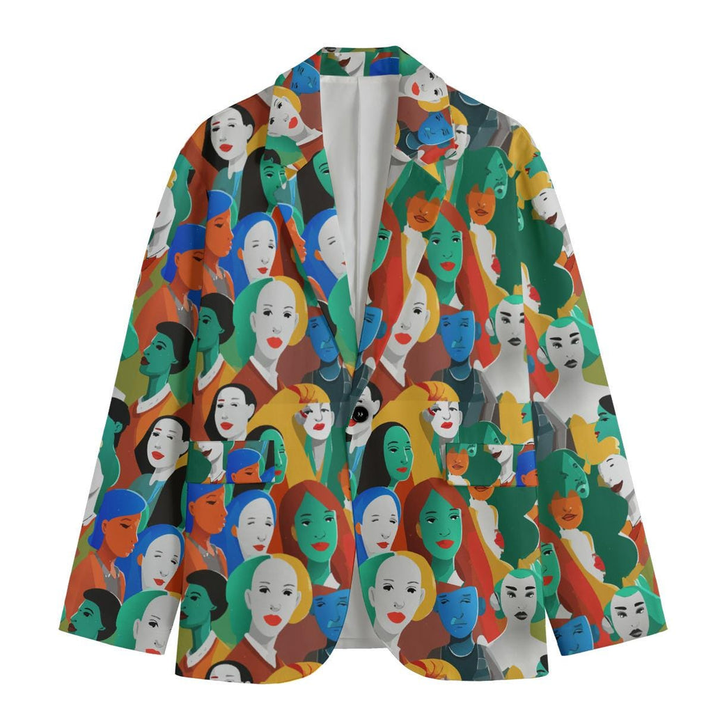 Urban Crowd Faces All-Over Print Blazer