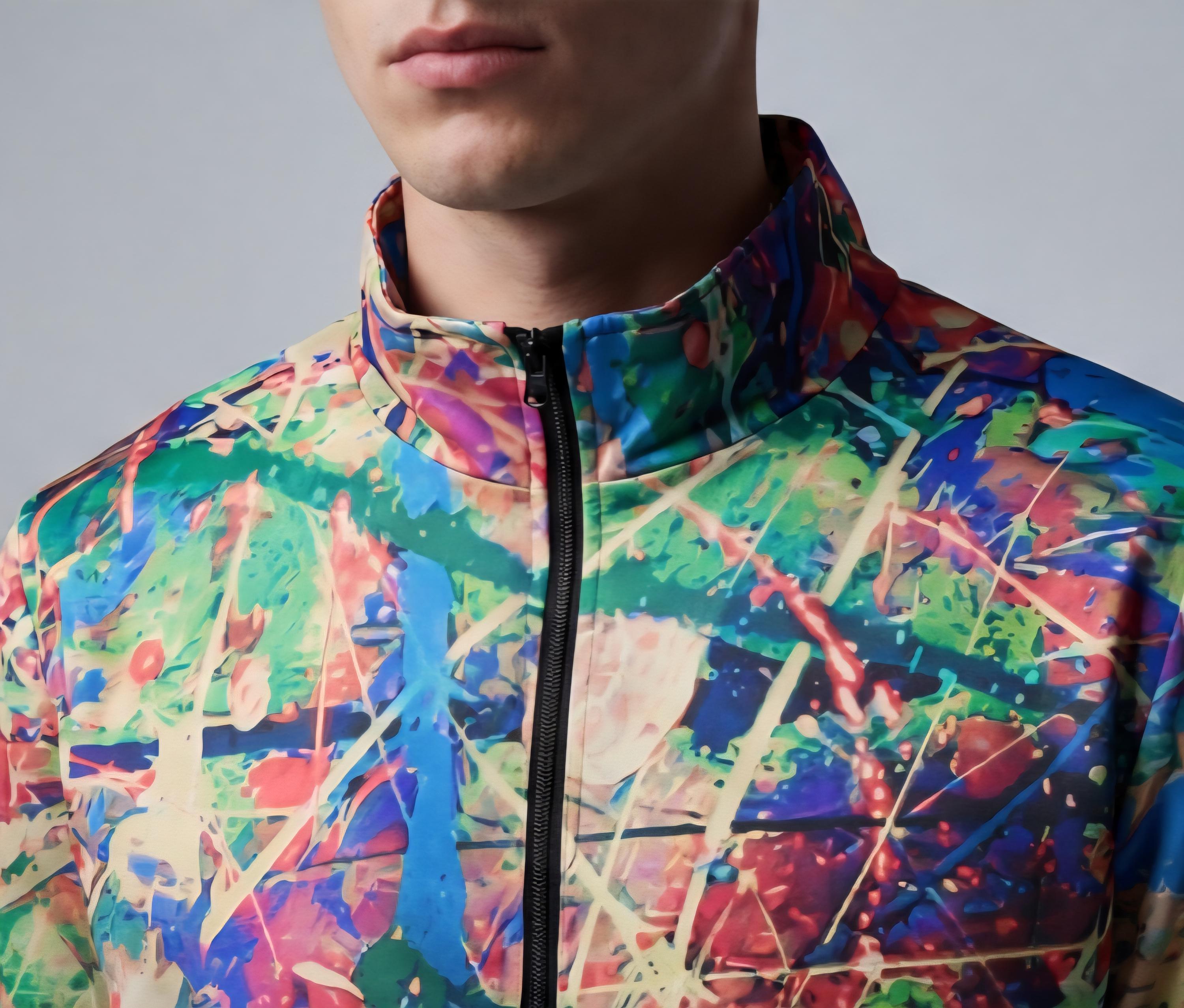 Paint Splatter Hacci Fleece Zip-Up Jacket, Psychedelic Streetwear
