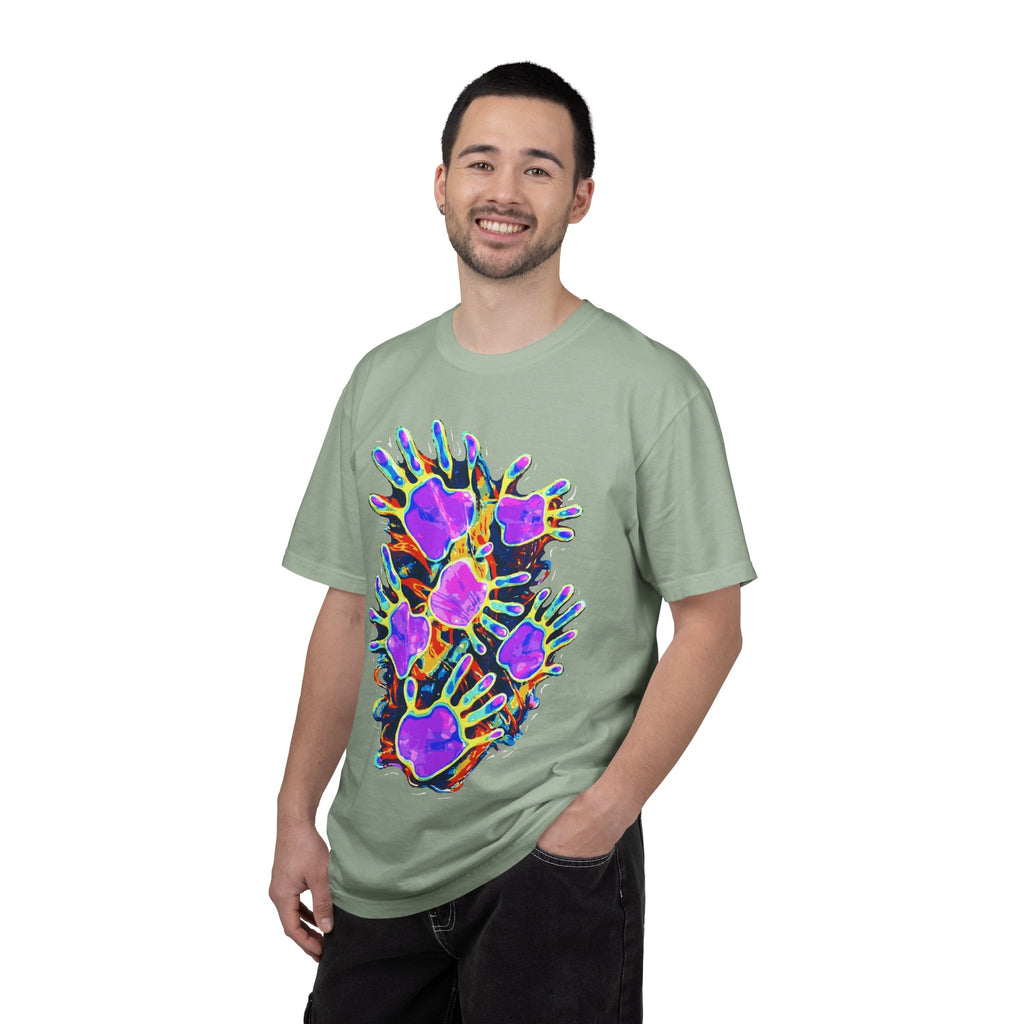 Customizable "Handprint" T-Shirt - Psychedelic Neon Streetwear For Men & Women