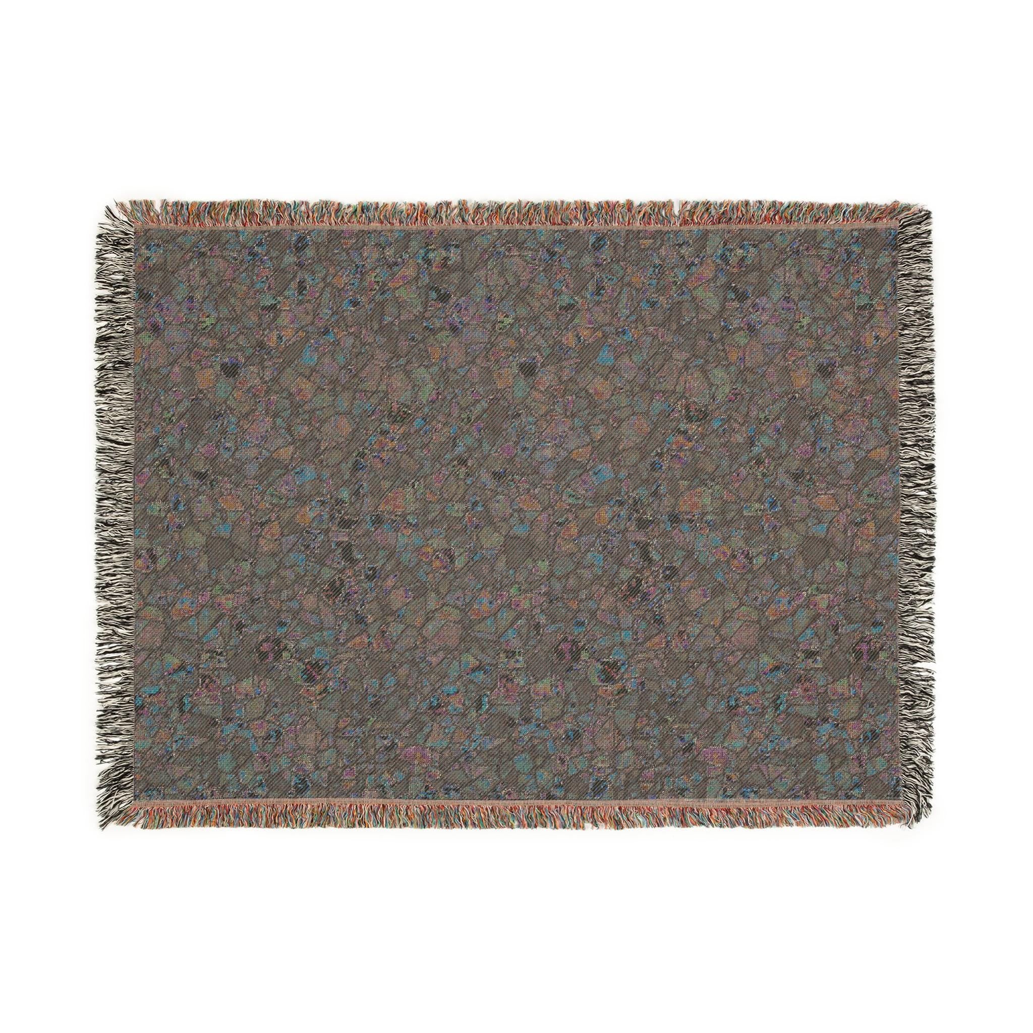 Colorful Mosaic Tile Woven Blanket | Geometric Pattern Throw