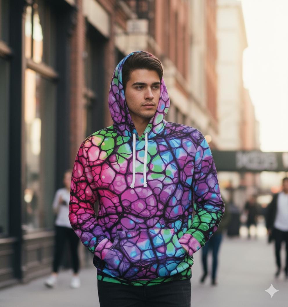 Neon Fluorescent Lava Veins Hoodie | Unisex Durable Vibrant Pullover