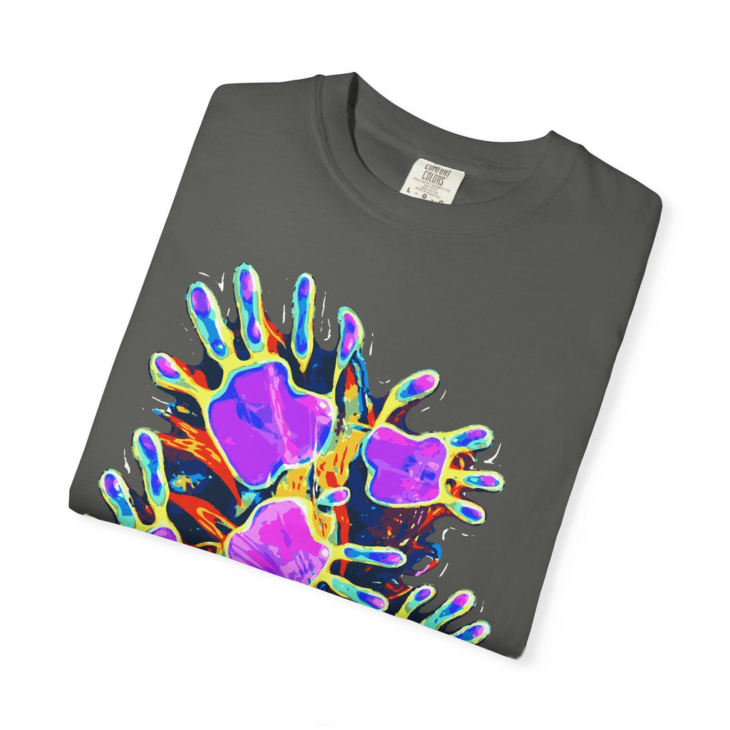 Customizable "Handprint" T-Shirt - Psychedelic Neon Streetwear For Men & Women