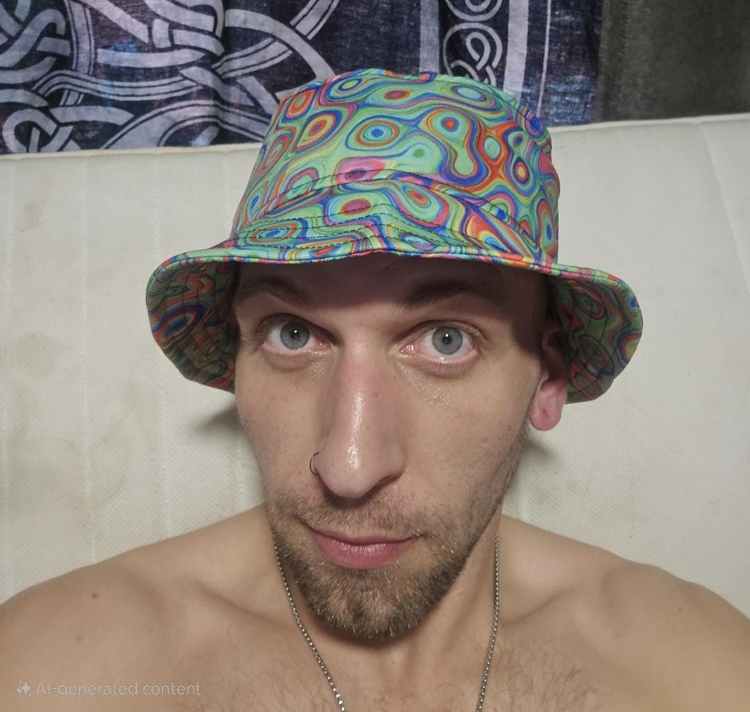 Psychedelic Bucket Hat: Vibrant Festival Rave Wear x Alligator Bites Style