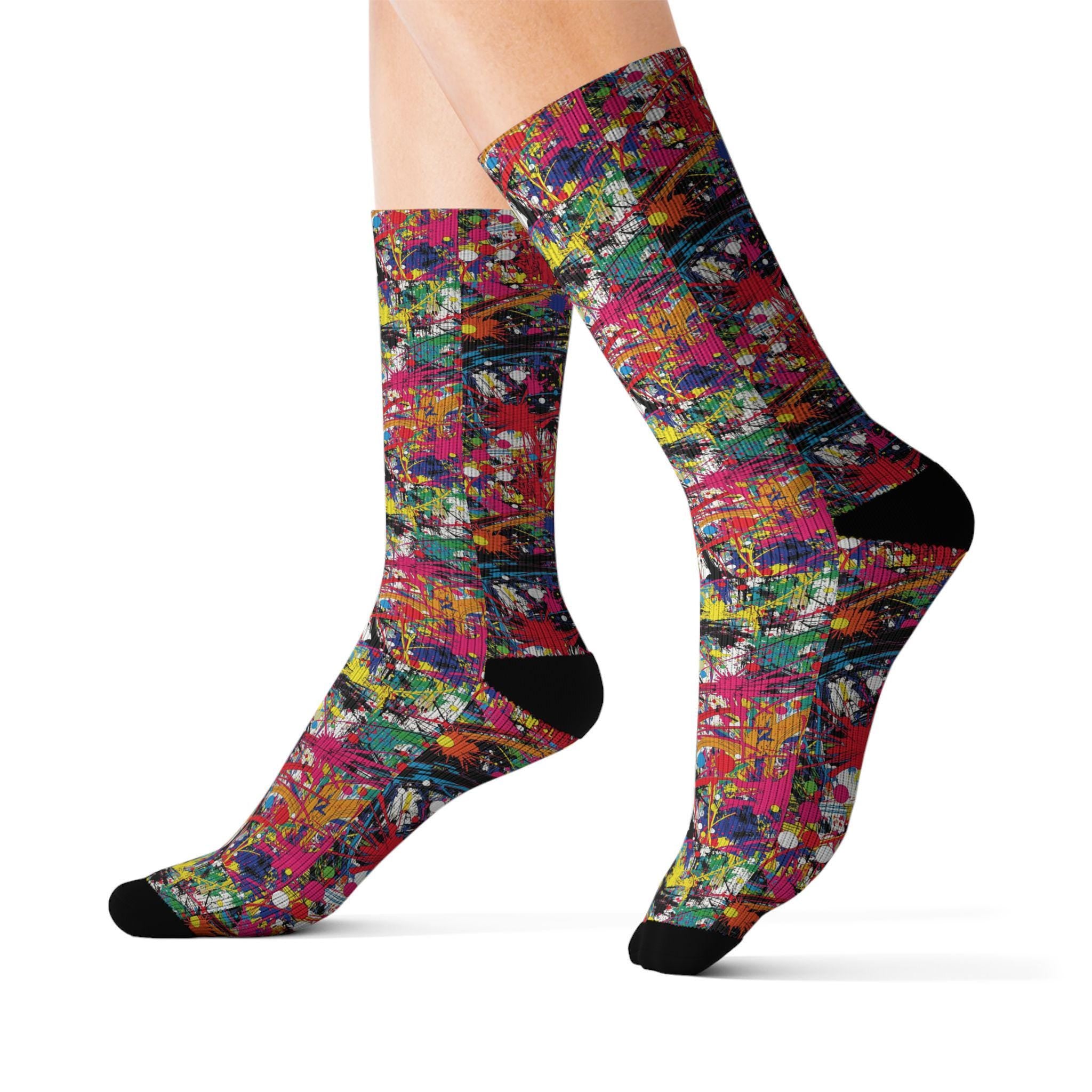 Colorful Floral Sublimation Socks - Funky Patterned Dress Socks for Everyday Comfort