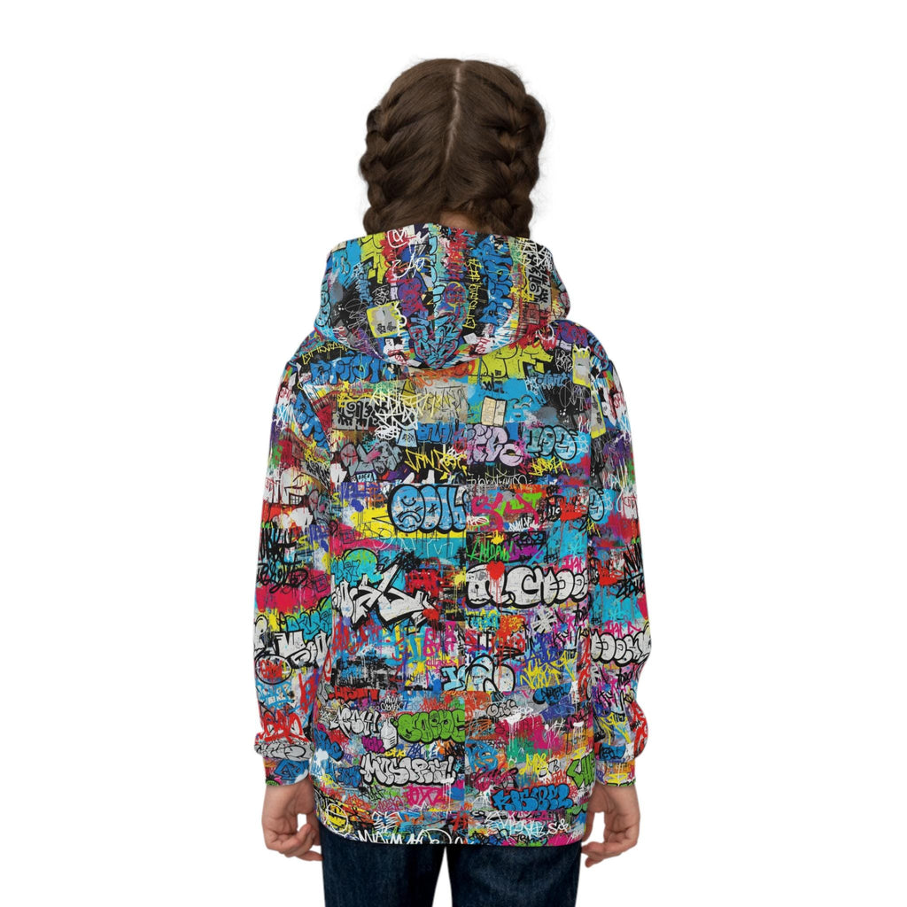 Abstract Graffiti Children's Hoodie: Wild Streetwear Pullover Gift For Kids