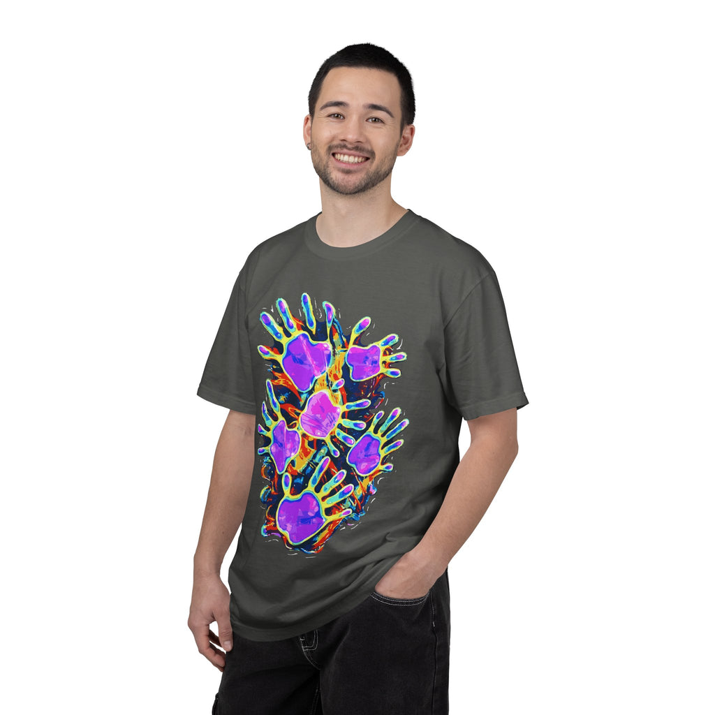 Customizable "Handprint" T-Shirt - Psychedelic Neon Streetwear For Men & Women