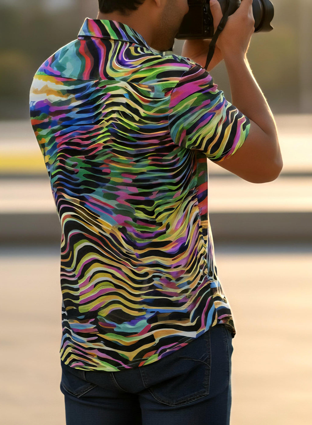 Ethereal Zebra Striped Shirt | Business Casual Men's Button Up Shirt With Colorful Design