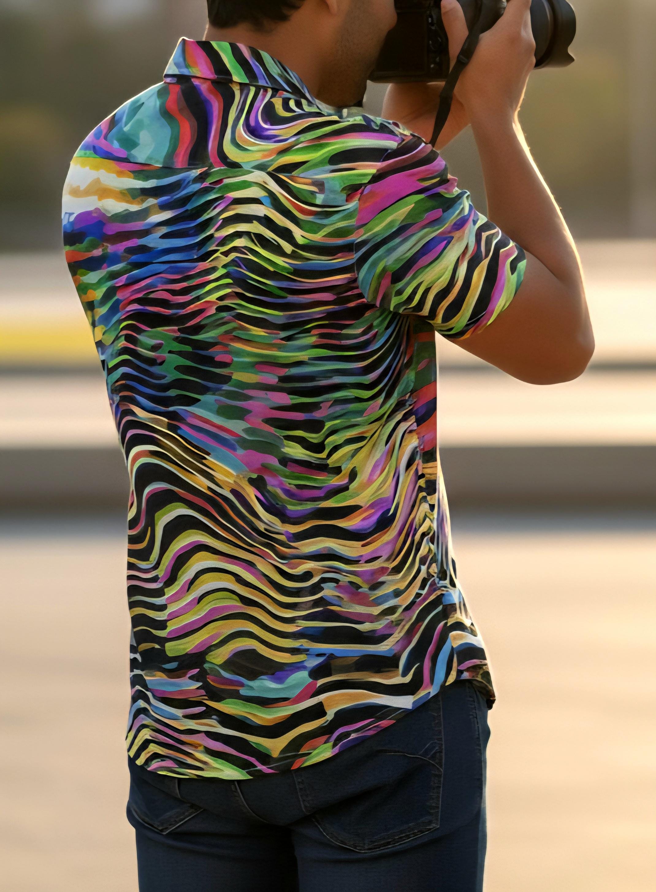 Ethereal Zebra Striped Shirt | Business Casual Men's Button Up Shirt With Colorful Design