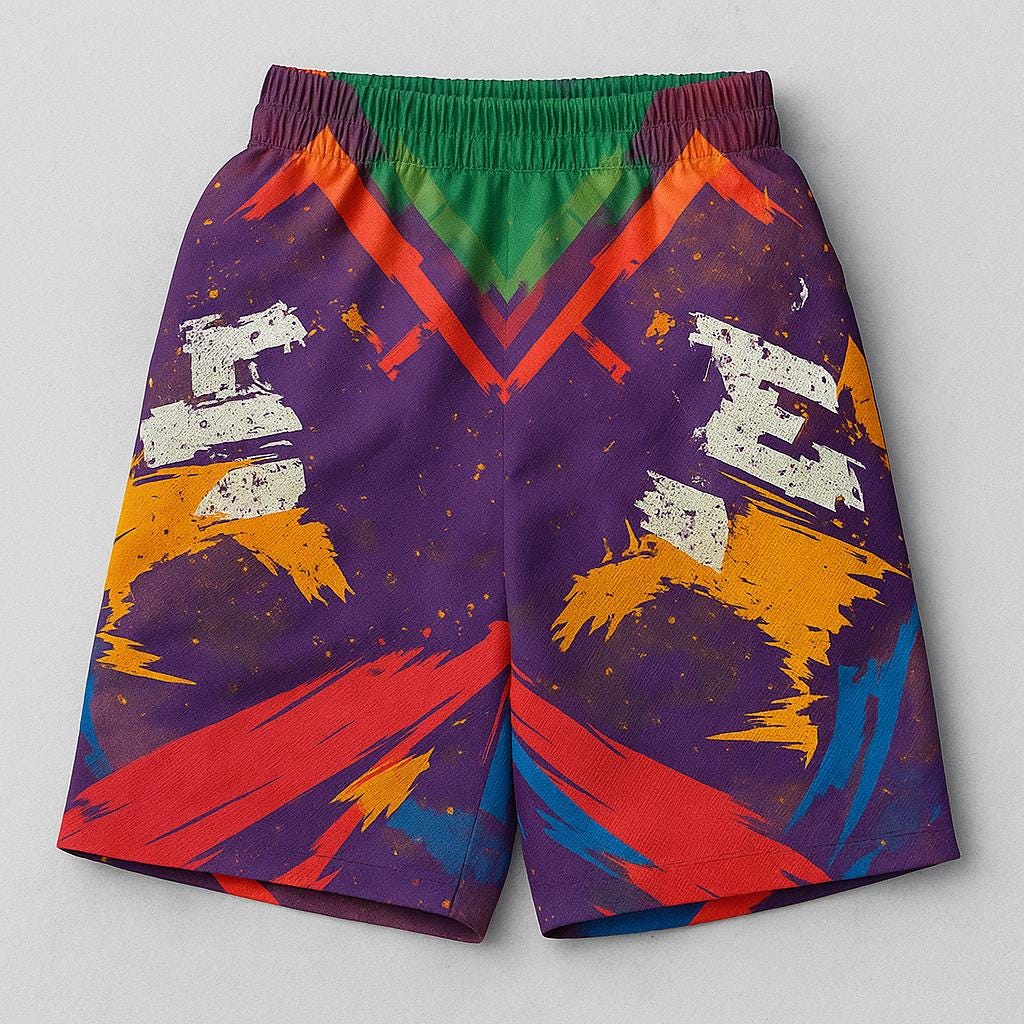 Abstract Graphic Athletic Shorts: Bold Unisex Streetwear