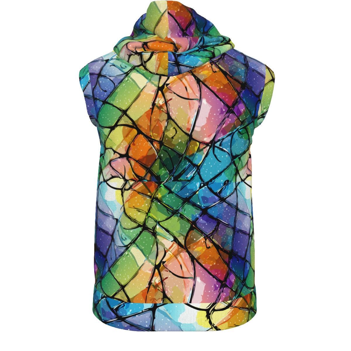 Breaking Glass Pattern All-Over Print Unisex Hooded Vest | 310GSM Cotton