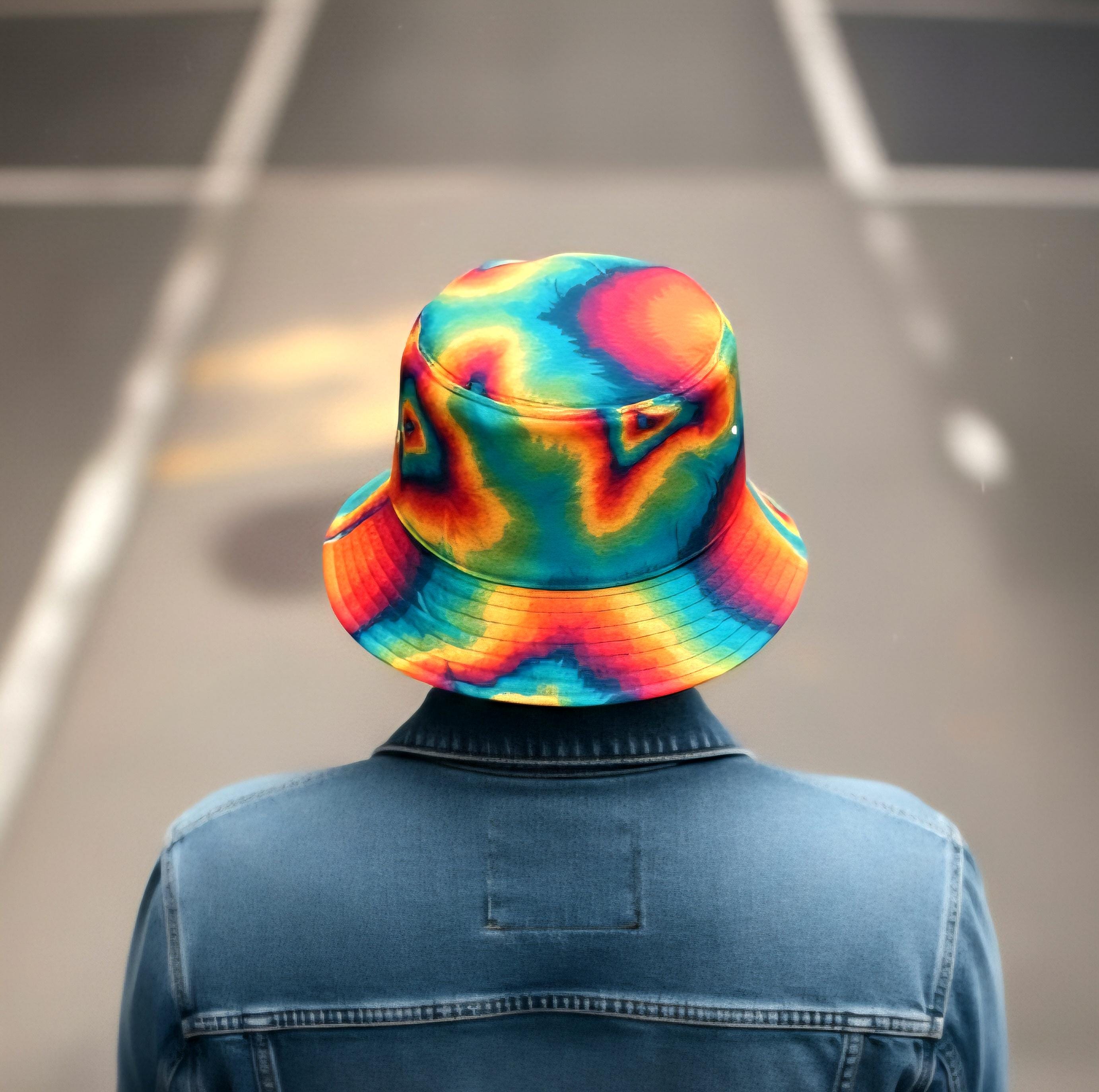 Colorful Bucket Hat: Bold Psychedelic Design, Summer Sun Hat