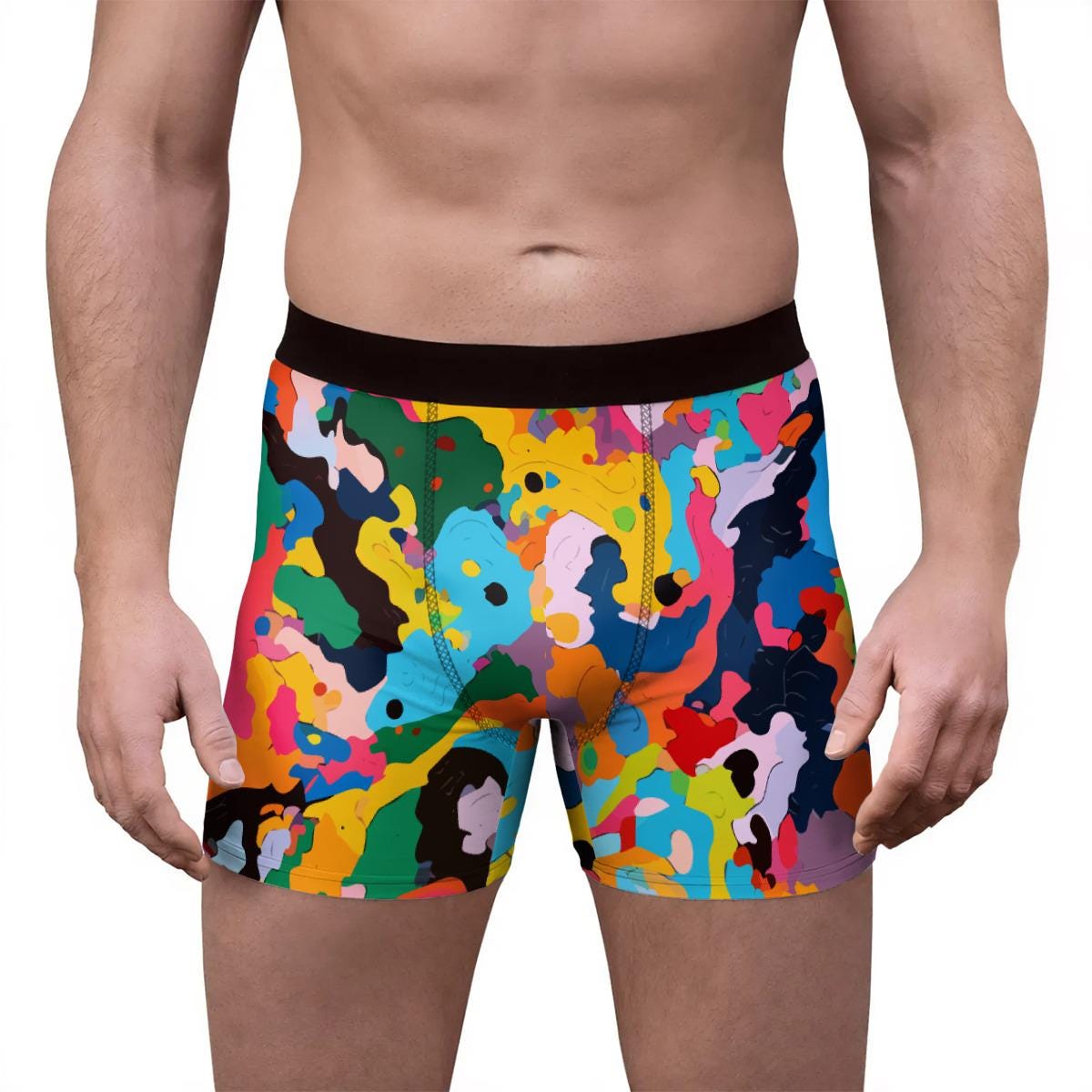 Colorful World All-Over Print Men's Stretch Boxer Briefs