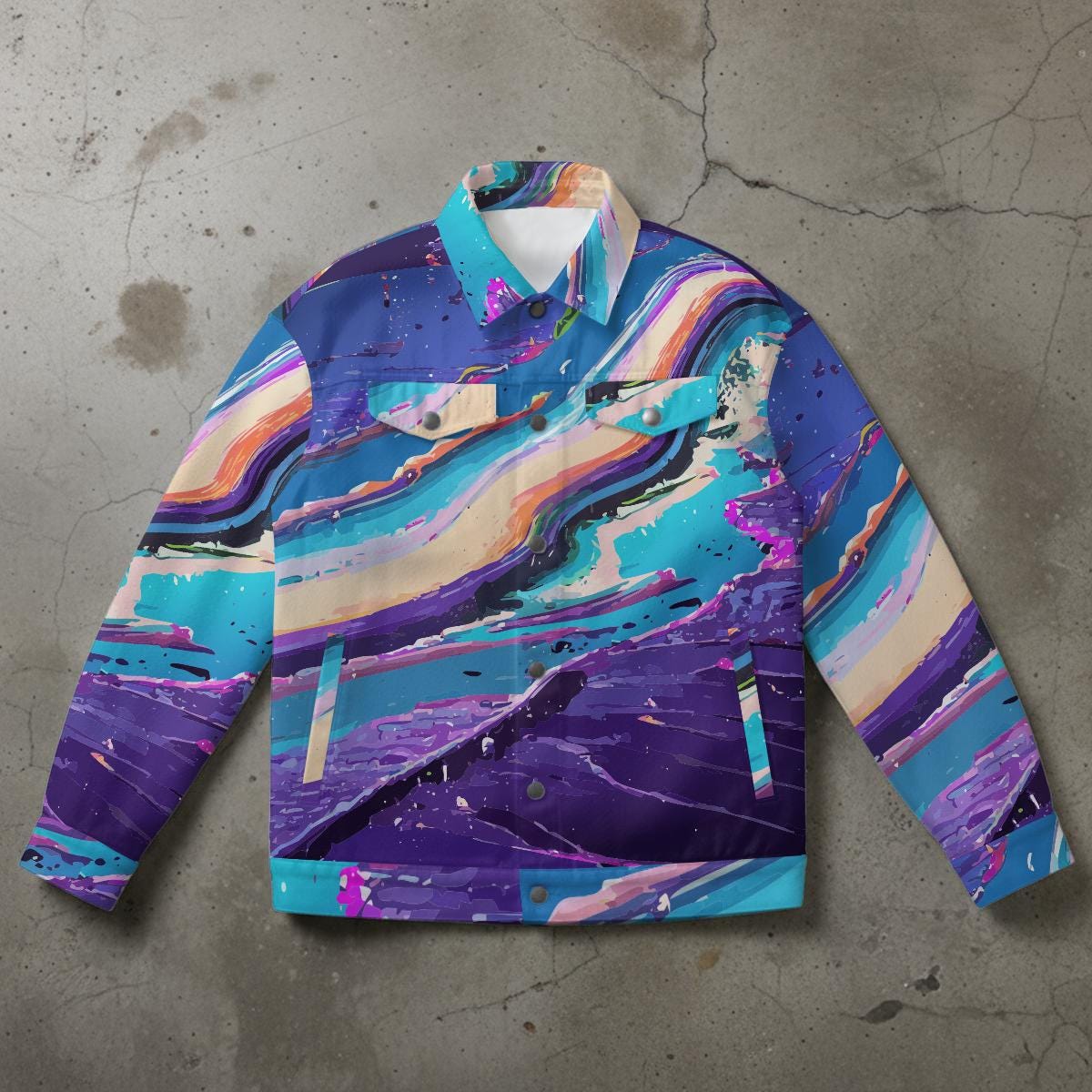 Psychedelic Splash All-Over Print Urban Jacket