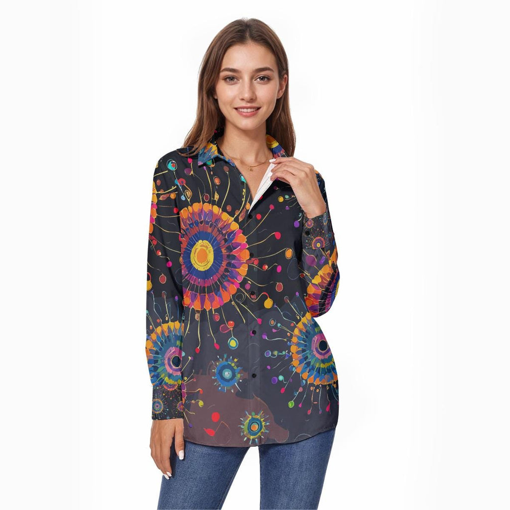 All-Over Print Women's Comfort Shirt With Button|125GSM Cotton