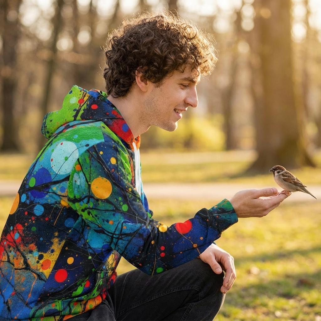Trippy Rasta Splatter Ink Hoodie | Acrylic Pour Psychedelic Unisex Pullover | Vibrant Colorful Festival Sweatshirt