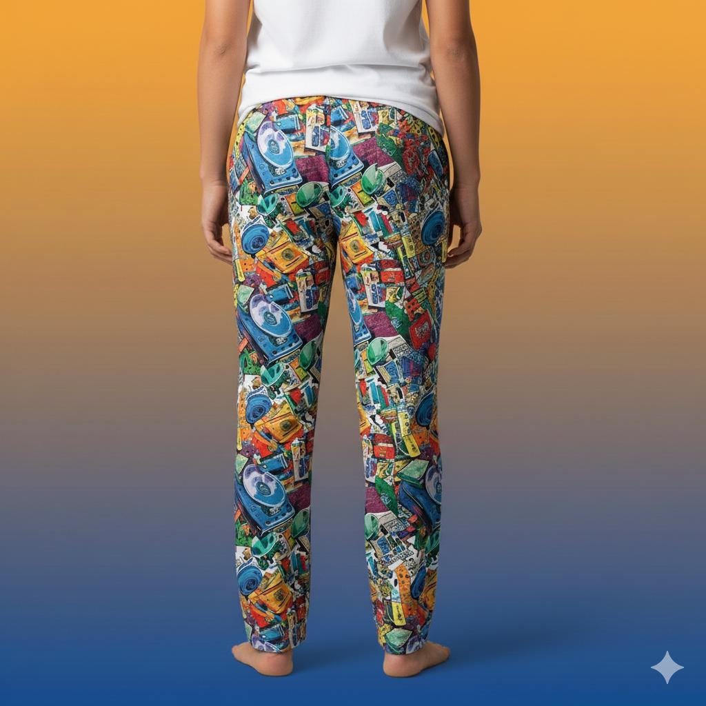 90s Mixtape Pajama Pants, Retro Music Lounge Sleepwear, Men's Festival Gear