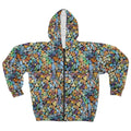 Mosaic Print Unisex Zip Hoodie, Colorful Art Sweatshirt