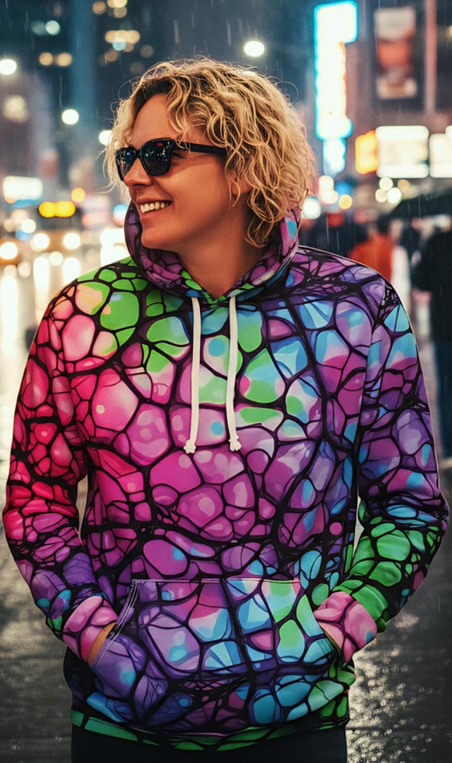 Neon Fluorescent Lava Veins Hoodie | Unisex Durable Vibrant Pullover