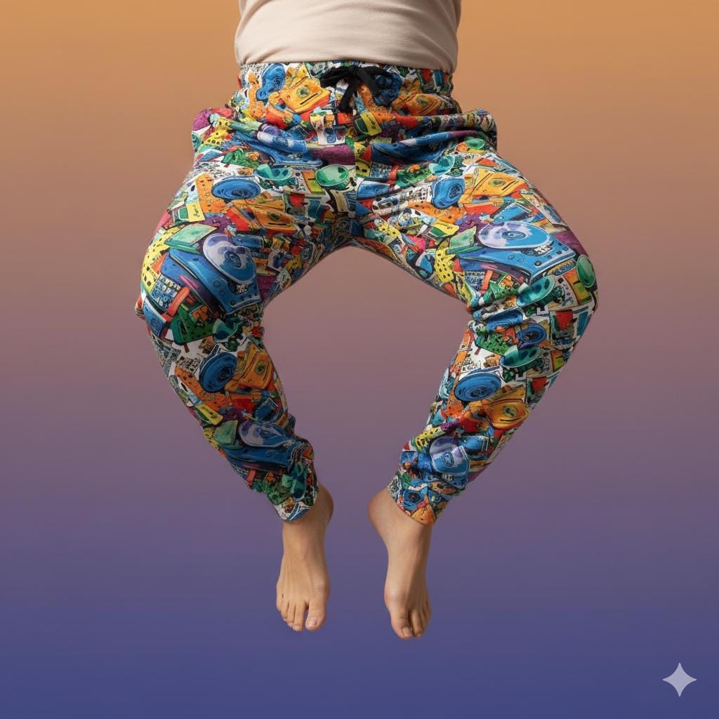 90s Mixtape Pajama Pants, Retro Music Lounge Sleepwear, Men's Festival Gear