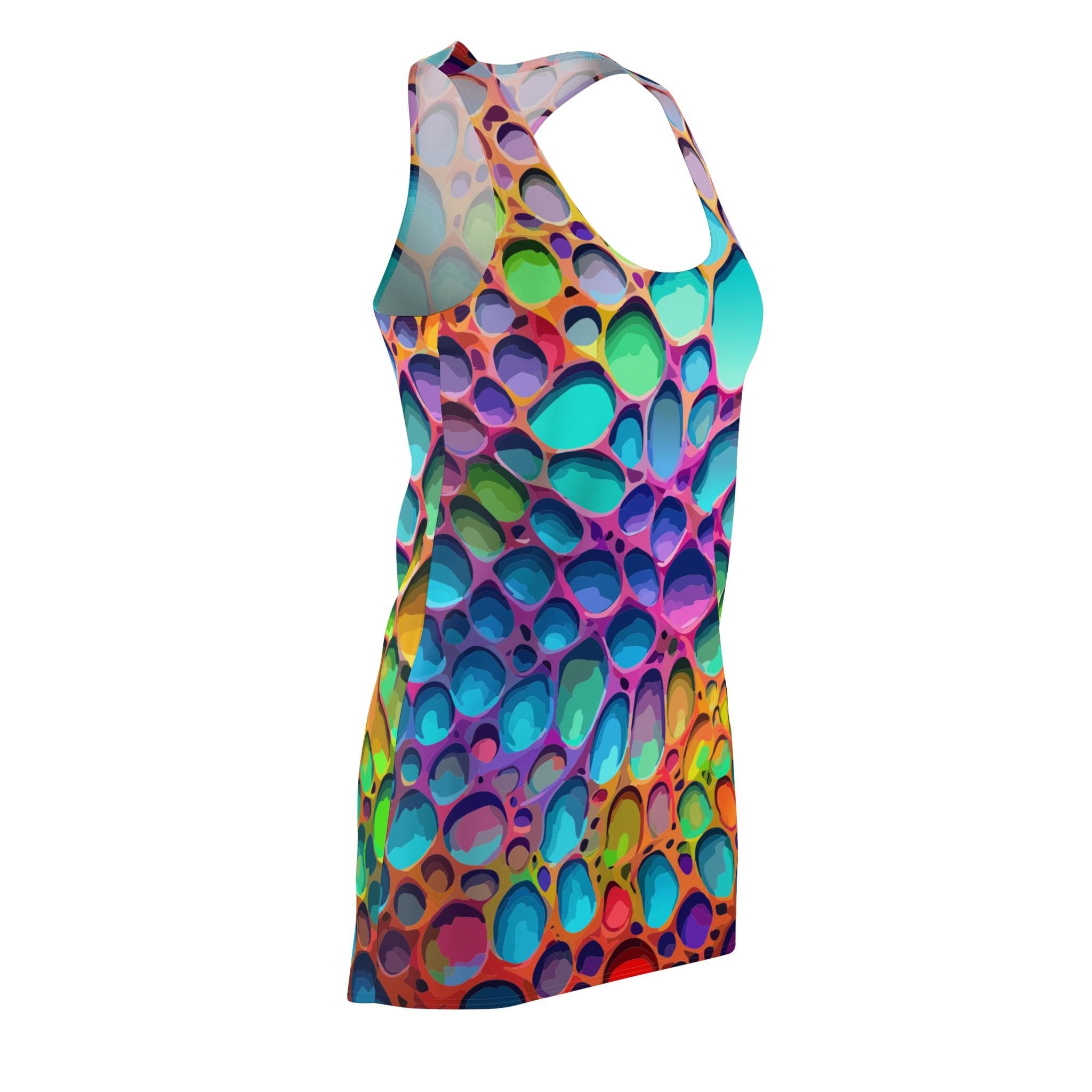 Colorful Bubble Print Racerback Dress – Vibrant Summer Fashion