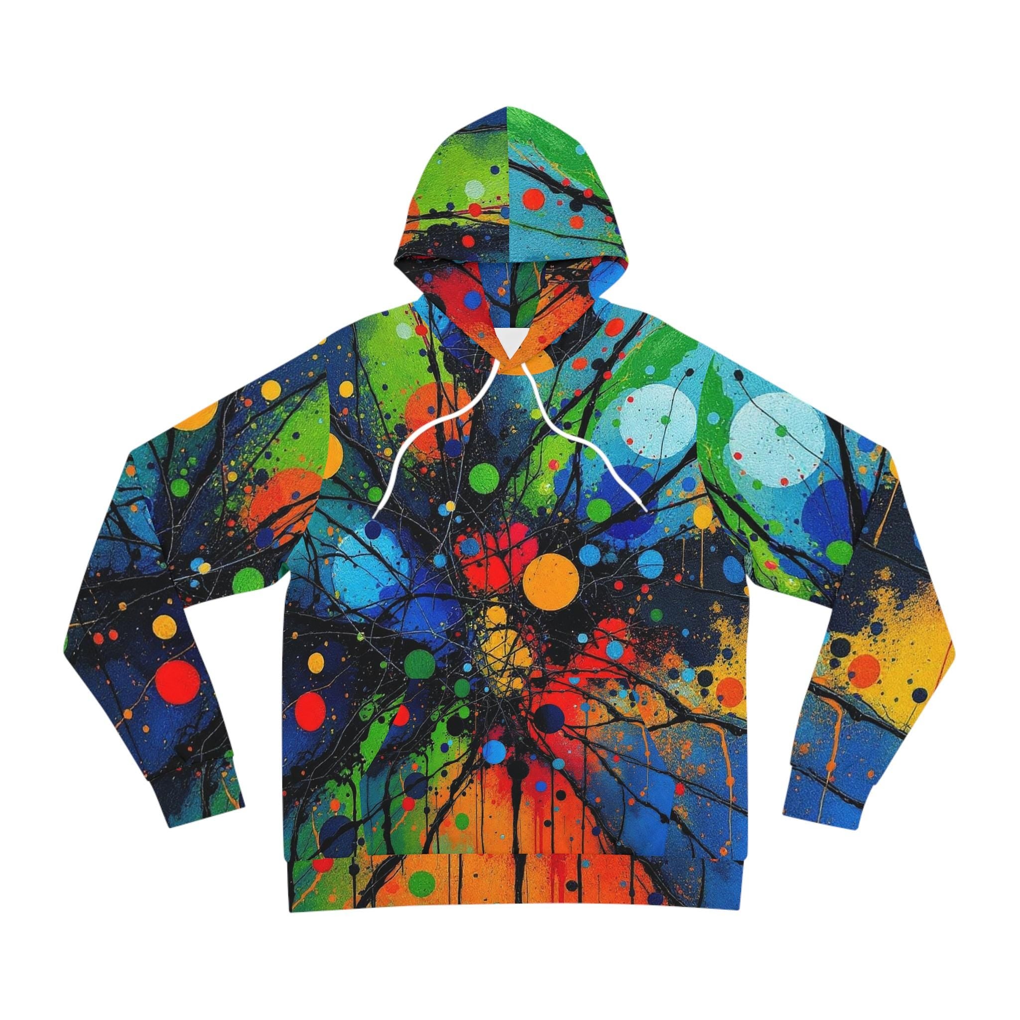 Trippy Rasta Splatter Ink Hoodie | Acrylic Pour Psychedelic Unisex Pullover | Vibrant Colorful Festival Sweatshirt