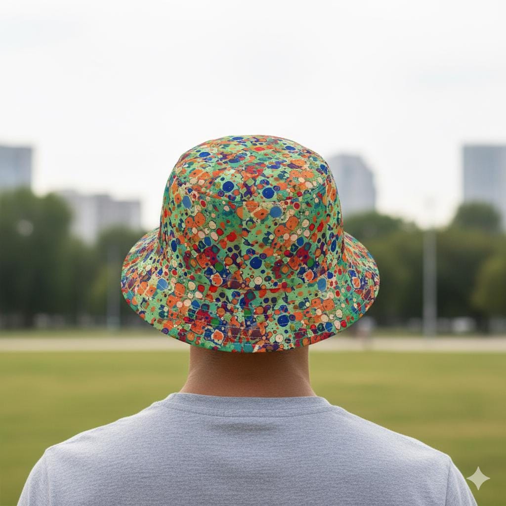 Colorful Bucket Hat With Crayon Drip Design - Psychedelic Hat For Festival Goers