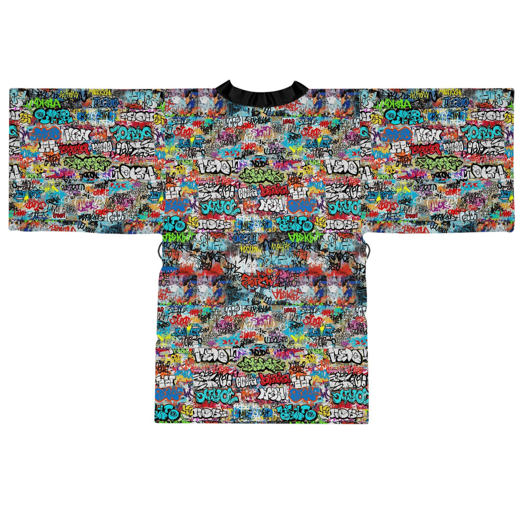 Graffiti Kimono Robe, Long Sleeve Boho Lounge Wear