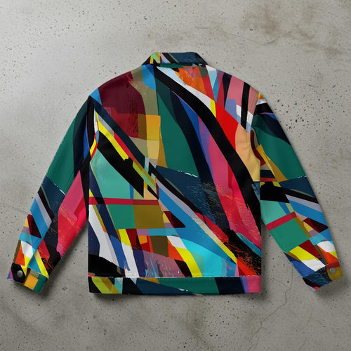 Abstract Geometric All-Over Print Streetwear Jacket