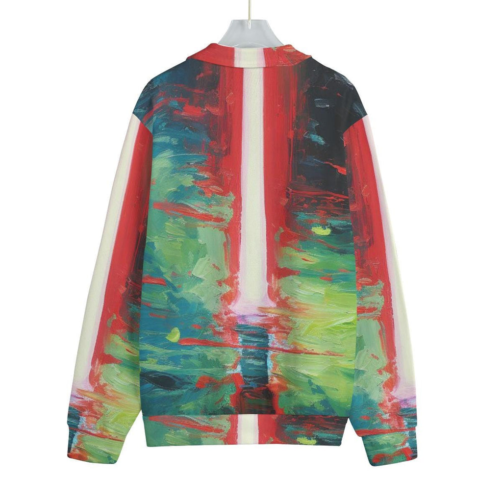 All-Over Print Unisex Stand-up Collar Knitted Fleece Outwear