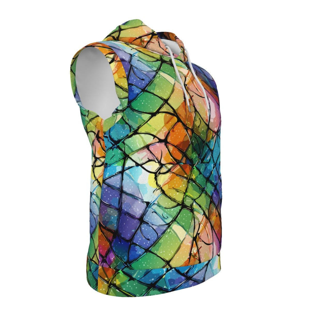 Breaking Glass Pattern All-Over Print Unisex Hooded Vest | 310GSM Cotton