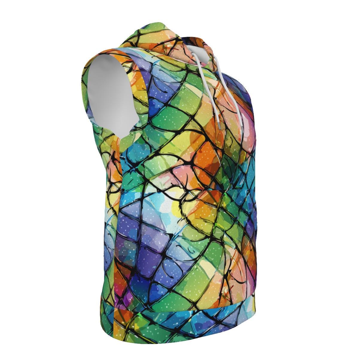 Breaking Glass Pattern All-Over Print Unisex Hooded Vest | 310GSM Cotton