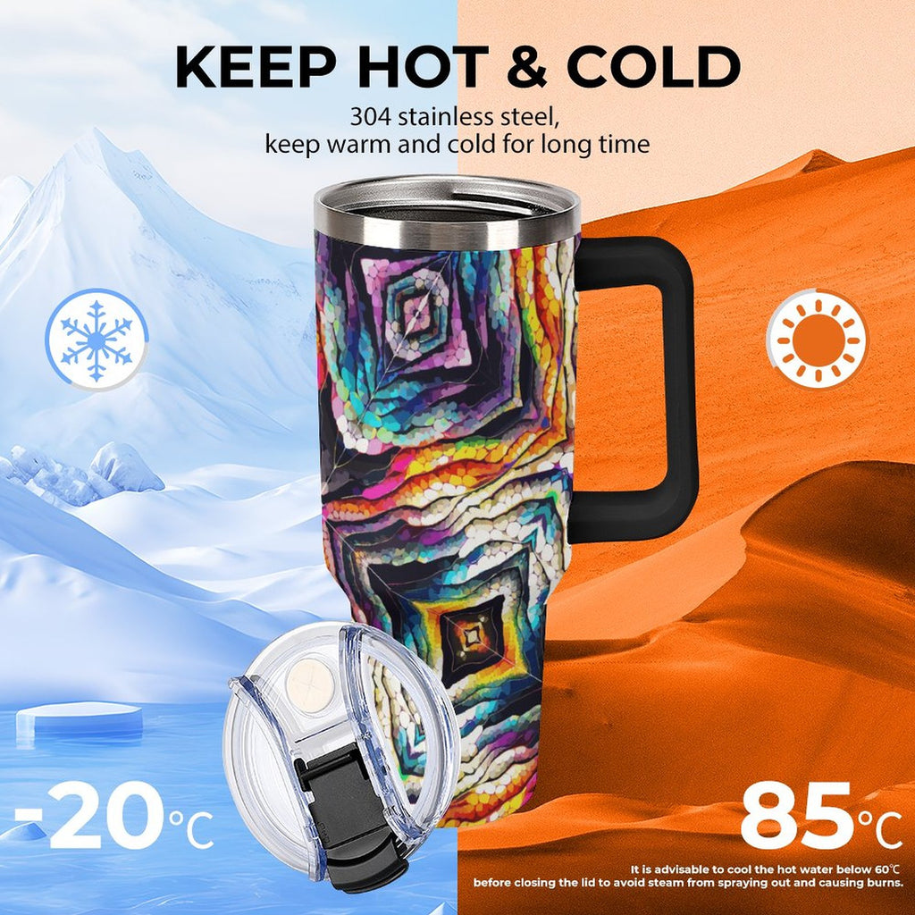 40oz Insulated Tumbler with Handle and Straw