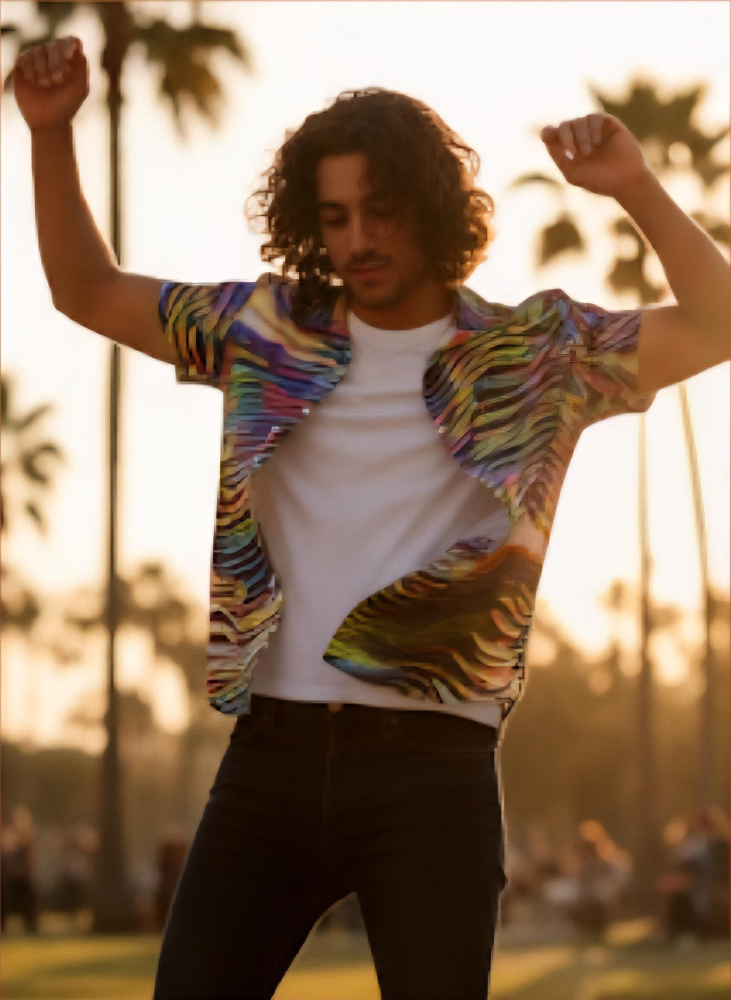 Ethereal Zebra Striped Shirt | Business Casual Men's Button Up Shirt With Colorful Design