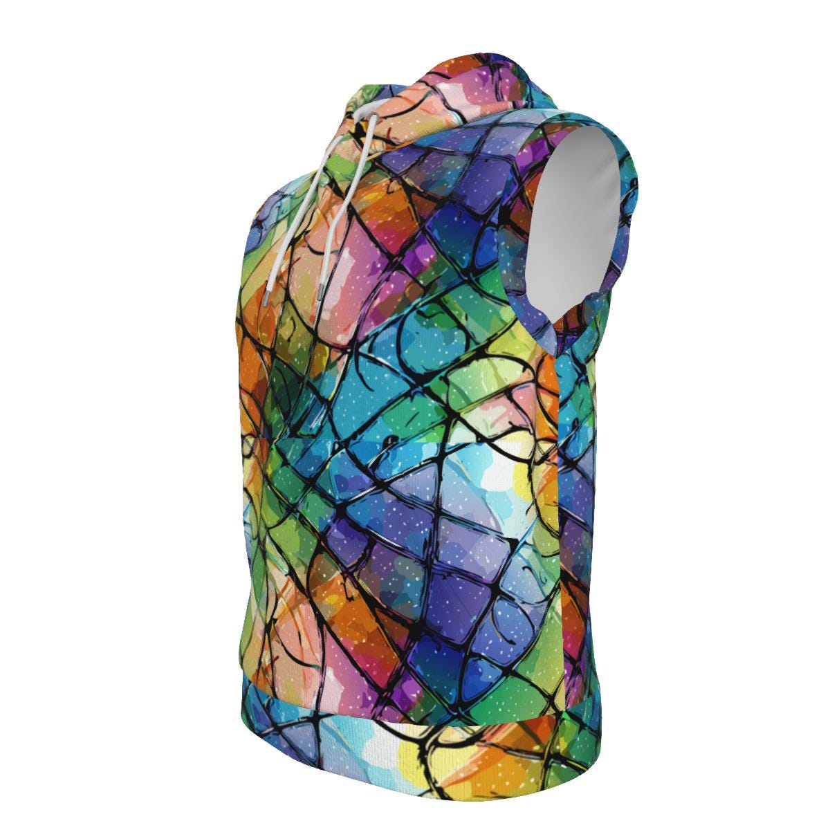 Breaking Glass Pattern All-Over Print Unisex Hooded Vest | 310GSM Cotton
