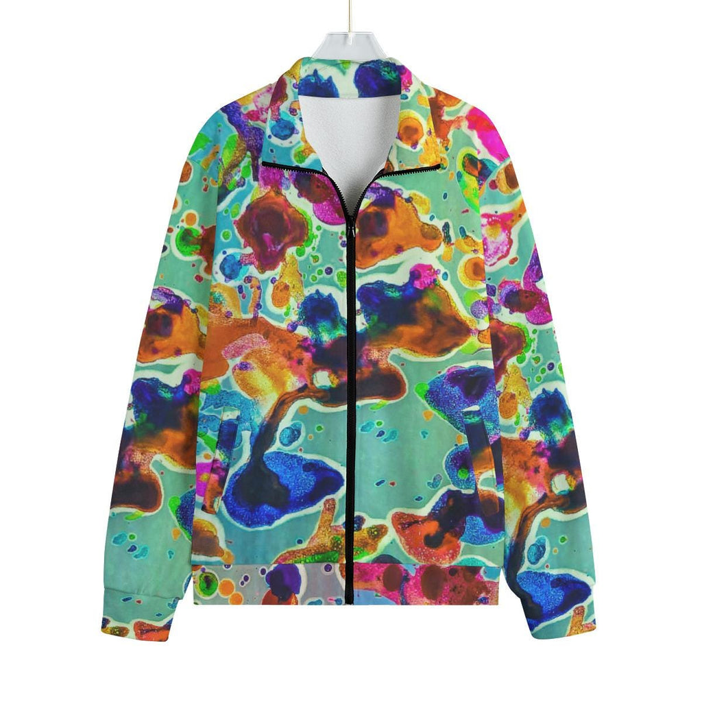 All-Over Print Unisex Stand-up Collar Knitted Fleece Outwear