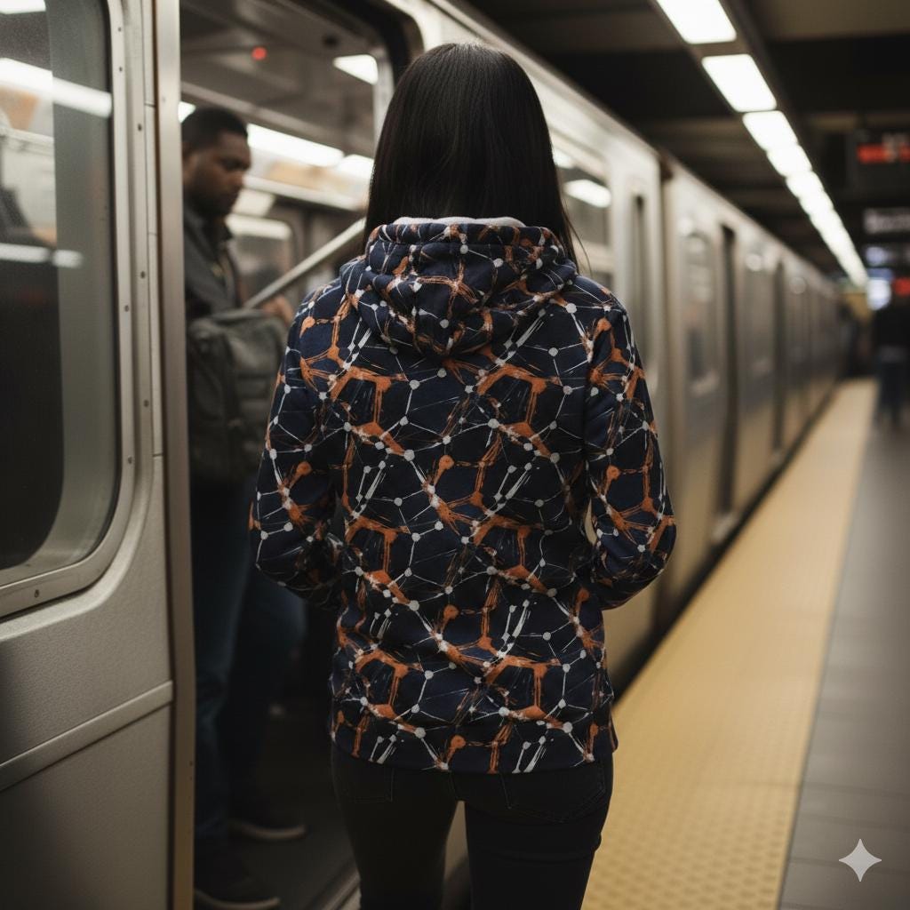 Cyberpunk Network Hoodie | Urban Techwear Splatter Art | Futuristic Streetwear Pullover | Abstract Dark Grunge Sweatshirt