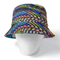 dylesmavis Double-Side Print Bucket Hat with Shimmering Zebra & Stained Glass Design