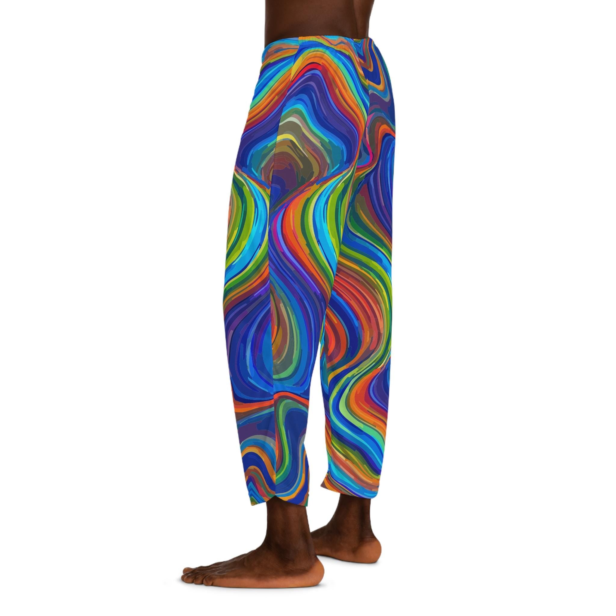Colorful Swirl Pattern Pajama Pants | Abstract Rainbow Marble Print