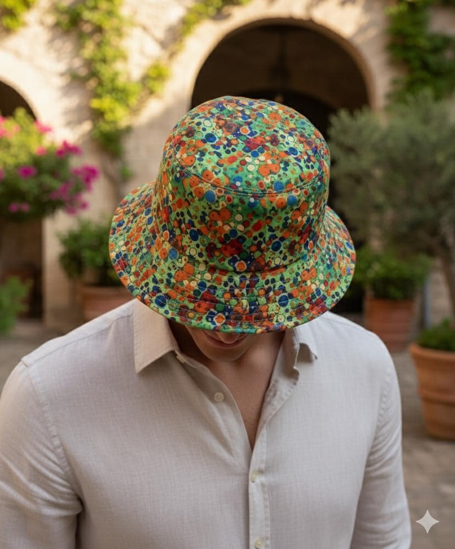 Colorful Bucket Hat With Crayon Drip Design - Psychedelic Hat For Festival Goers
