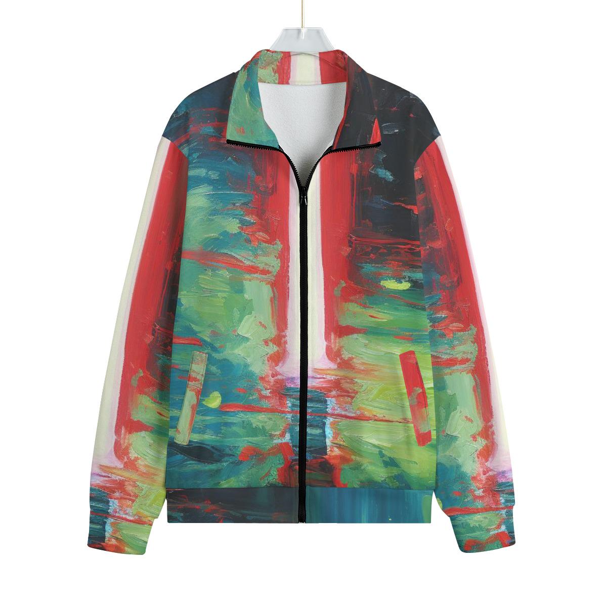 All-Over Print Unisex Stand-up Collar Knitted Fleece Outwear