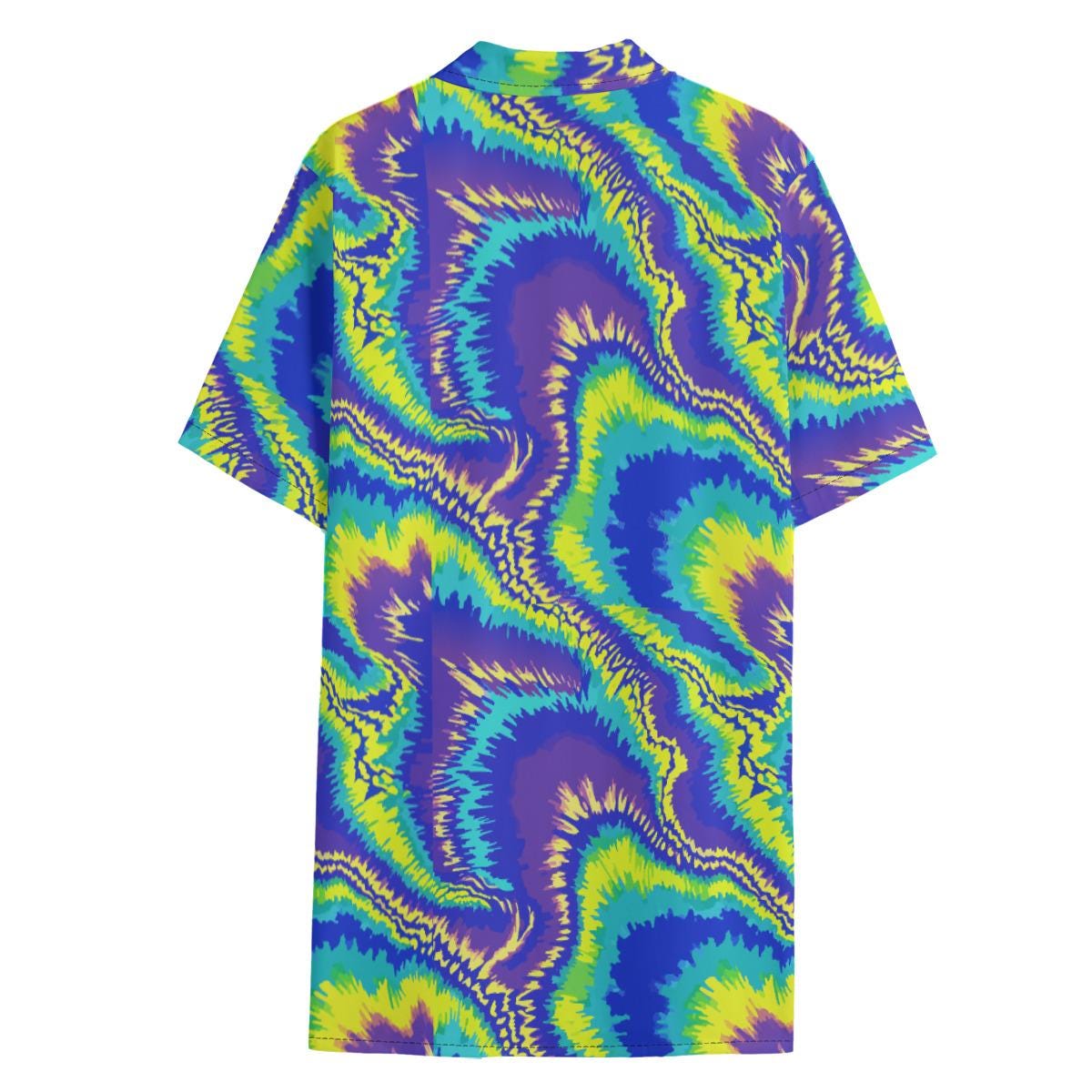 Neon Swirl Psychedelic All-Over Print Urban Button-Up