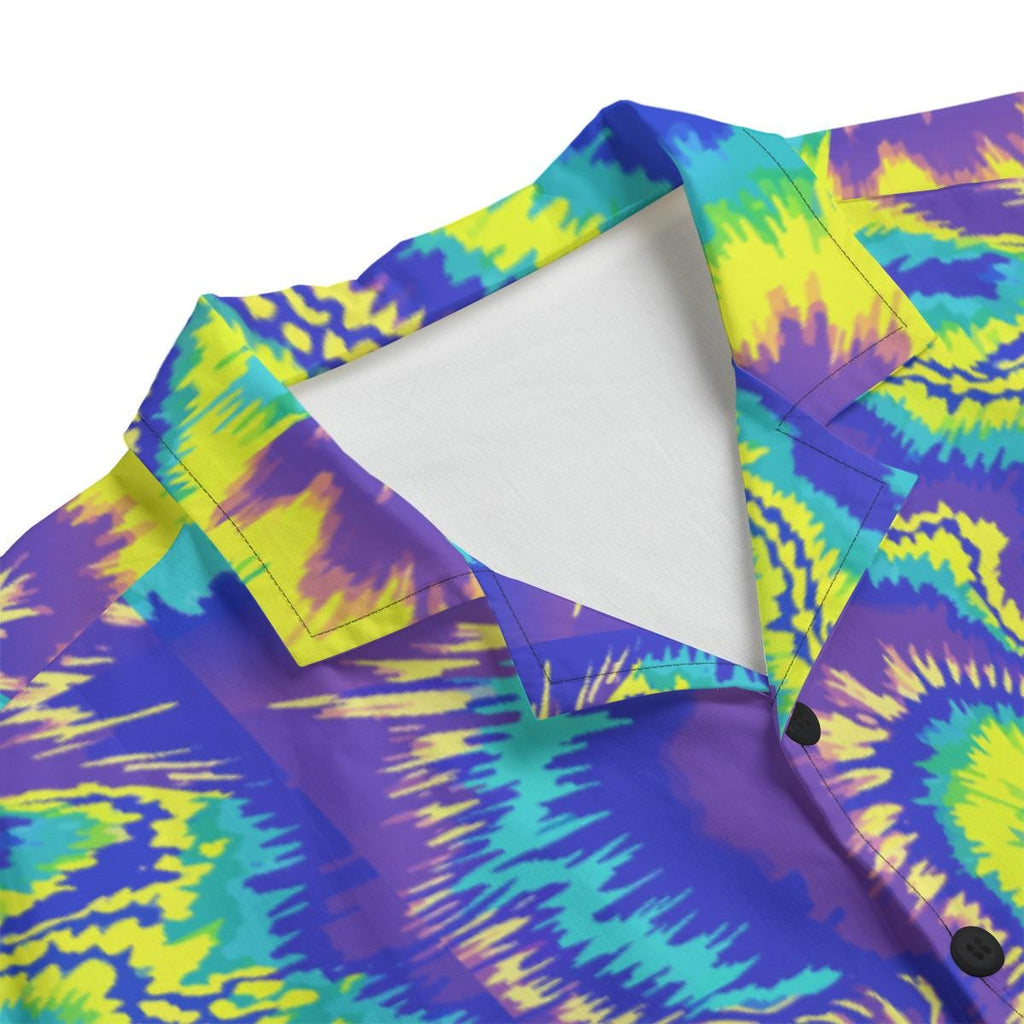 Neon Swirl Psychedelic All-Over Print Urban Button-Up
