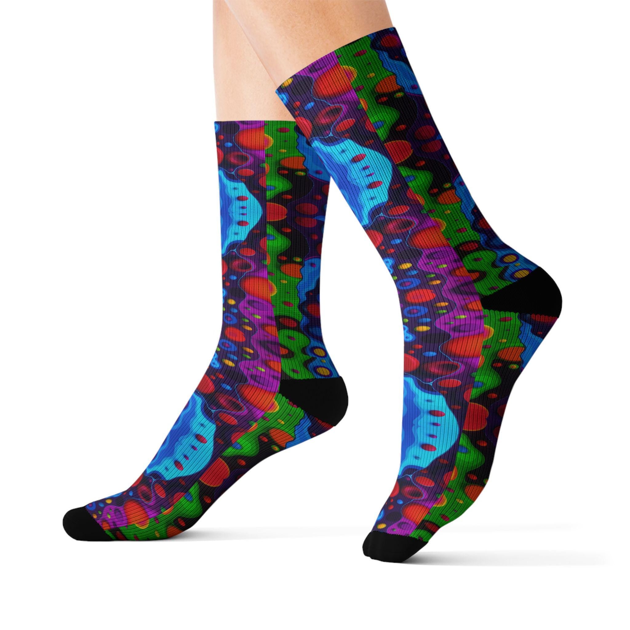 Abstract Print Sublimation Socks, Unisex Polyester Blend