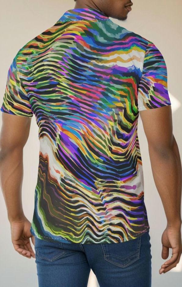 Ethereal Zebra Striped Shirt | Business Casual Men's Button Up Shirt With Colorful Design