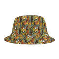 Autumn Geometric Abstract Pattern Bucket Hat | Orange Green Fall Leaves