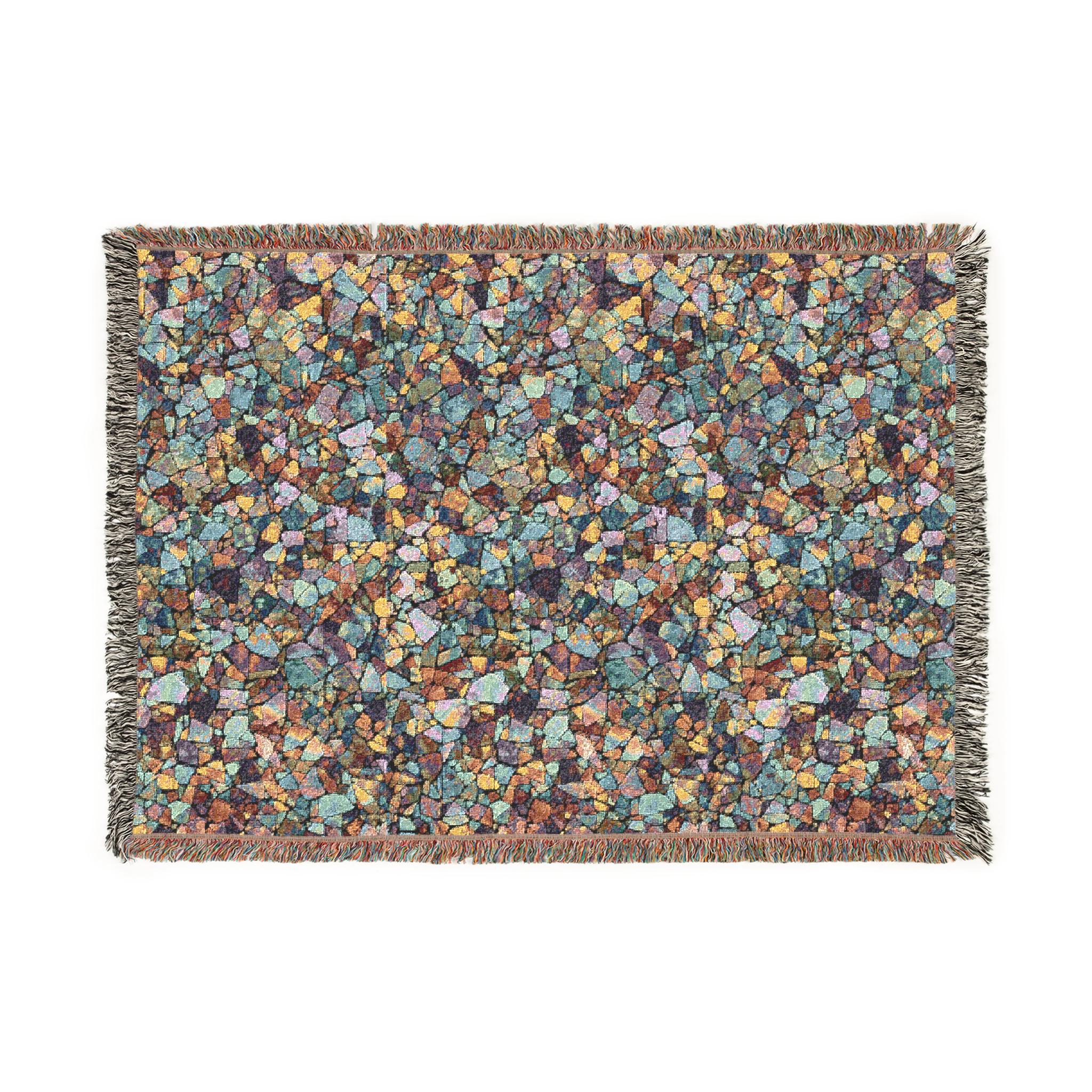 Colorful Mosaic Tile Woven Blanket | Geometric Pattern Throw