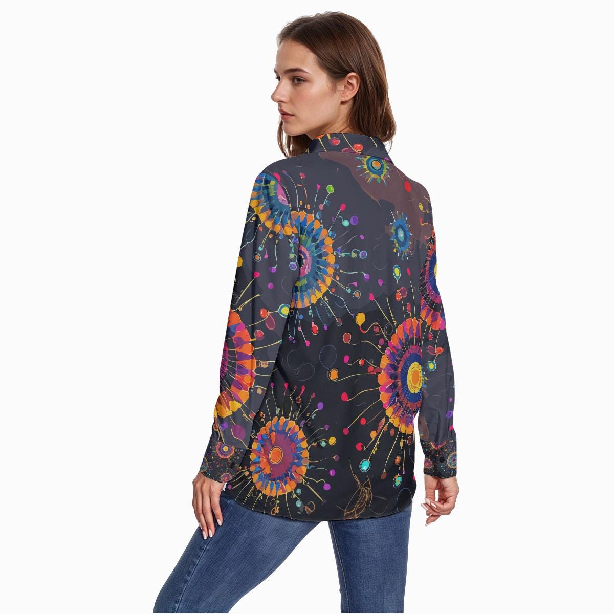 All-Over Print Women's Comfort Shirt With Button|125GSM Cotton