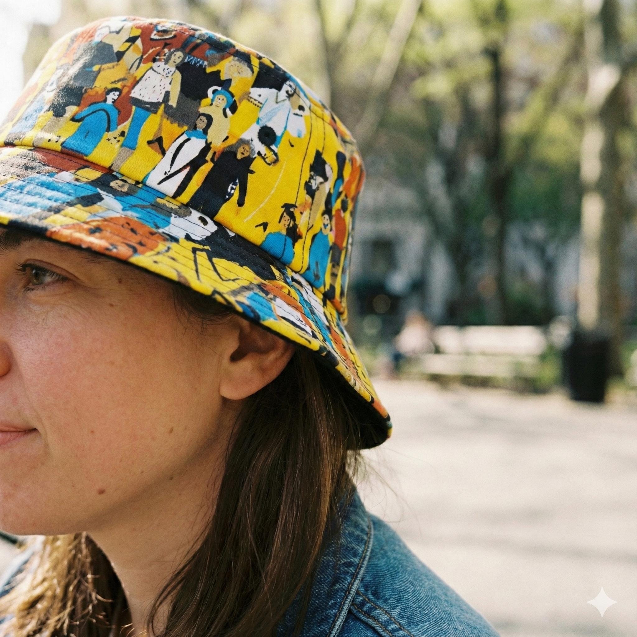 Crowd Theory Bucket Hat — Vibrant Illustrated Festival-Style Streetwear Accessory